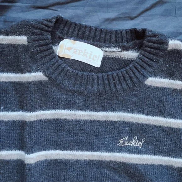 Striped Blue and White Sweater - Picture 2 of 2